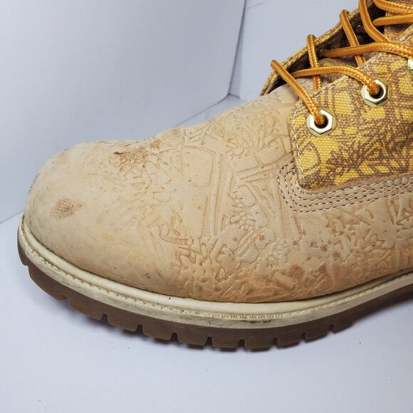 Rare Timberland Mens Anti Fatigue Canvas Embossed Leather Lace Up Boots Sz 11.5 - Picture 10 of 11